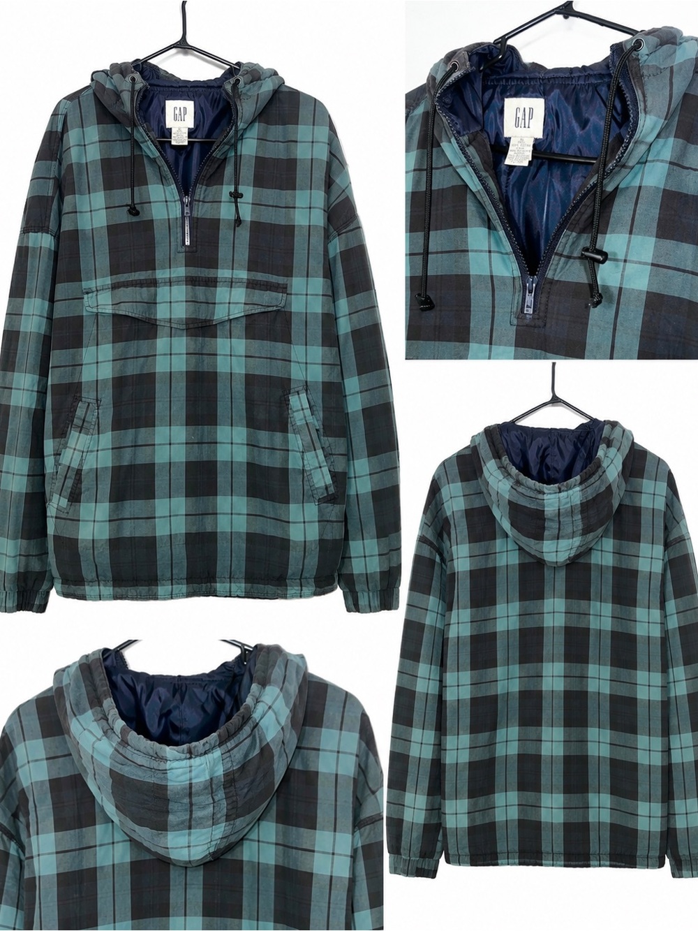 GAP Vintage Plaid Men’s XL Anorak Cotton Pullover